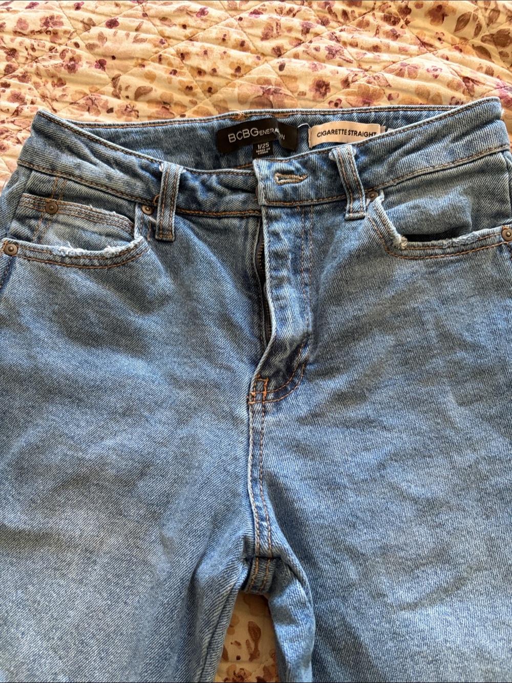 BCBGeneration Straight Jeans in Light Blue Denim